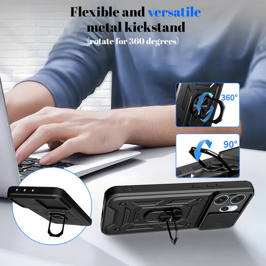 Oppo Reno15 Pro Hoesje - MobyDefend Pantsercase Met Draaibare Ring - Goud