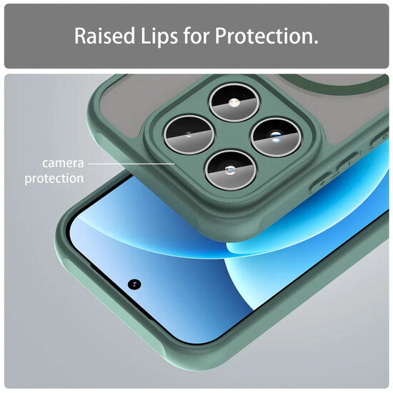 Xiaomi 17 Hoesje - MobyDefend MagSafe Case Mat Transparant Met Gekleurde Rand - Groen