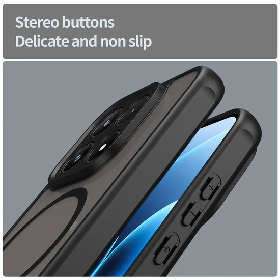 Xiaomi 17 Hoesje - MobyDefend MagSafe Case Mat Transparant Met Gekleurde Rand - Zwart