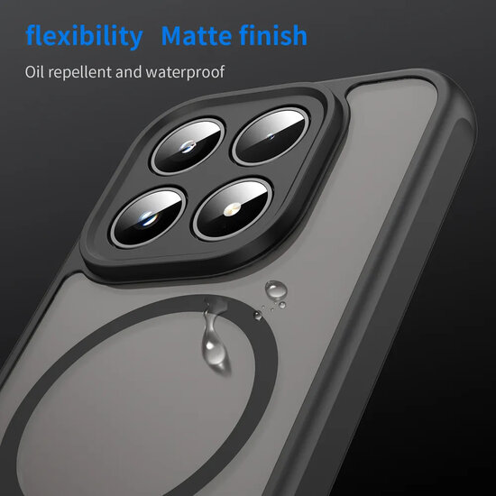 Xiaomi 17 Hoesje - MobyDefend MagSafe Case Mat Transparant Met Gekleurde Rand - Zwart