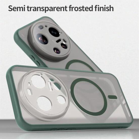 Xiaomi 17 Ultra Hoesje - MobyDefend MagSafe Case Mat Transparant Met Gekleurde Rand - Groen