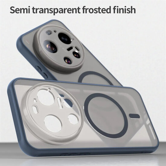Xiaomi 17 Ultra Hoesje - MobyDefend MagSafe Case Mat Transparant Met Gekleurde Rand - Blauw