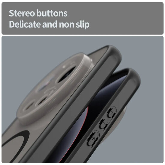 Xiaomi 17 Ultra Hoesje - MobyDefend MagSafe Case Mat Transparant Met Gekleurde Rand - Zwart