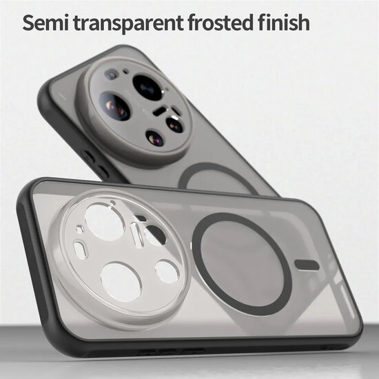Xiaomi 17 Ultra Hoesje - MobyDefend MagSafe Case Mat Transparant Met Gekleurde Rand - Zwart