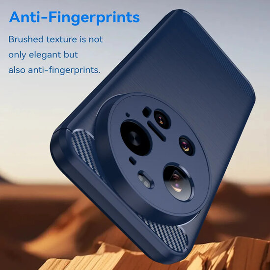 Xiaomi 17 Ultra Hoesje - MobyDefend TPU Backcover - Geborstelde Metaal &amp; Carbon-Look - Blauw