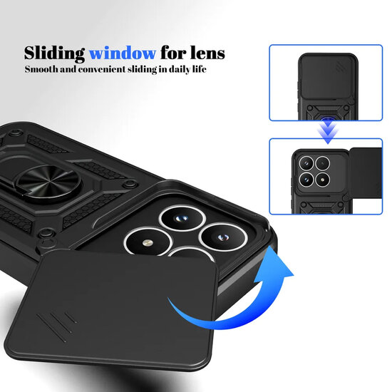 Xiaomi 17 Hoesje - MobyDefend Pantsercase Met Draaibare Ring - Zwart