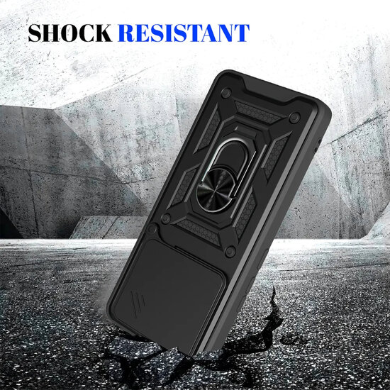 Xiaomi 17 Hoesje - MobyDefend Pantsercase Met Draaibare Ring - Zwart