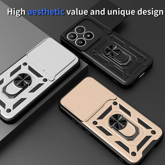 Xiaomi 17 Hoesje - MobyDefend Pantsercase Met Draaibare Ring - Zwart