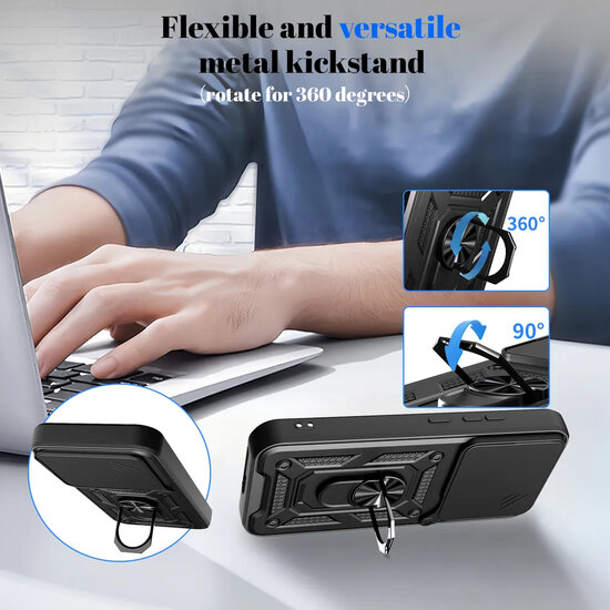 Xiaomi 17 Hoesje - MobyDefend Pantsercase Met Draaibare Ring - Goud