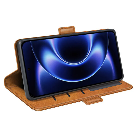 Xiaomi 17 Ultra Hoesje - MobyDefend Luxe Wallet Book Case (Sluiting Zijkant) - Lichtbruin