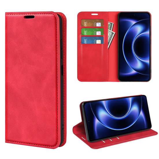 Xiaomi 17 Ultra Hoesje - MobyDefend Luxe Wallet Bookcase (Magnetische Sluiting) - Rood