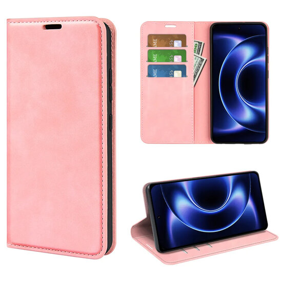 Xiaomi 17 Ultra Hoesje - MobyDefend Luxe Wallet Bookcase (Magnetische Sluiting) - Roze