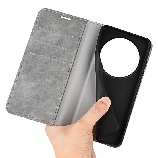 Xiaomi 17 Ultra Hoesje - MobyDefend Luxe Wallet Bookcase (Magnetische Sluiting) - Grijs
