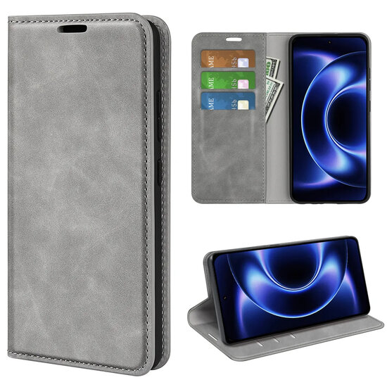 Xiaomi 17 Ultra Hoesje - MobyDefend Luxe Wallet Bookcase (Magnetische Sluiting) - Grijs