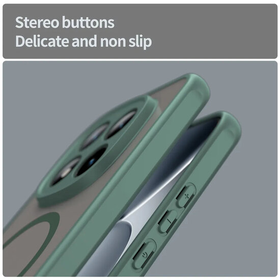 Xiaomi Redmi Note 15 Pro Plus 5G Hoesje - MobyDefend MagSafe Case Mat Transparant Met Gekleurde Rand - Groen