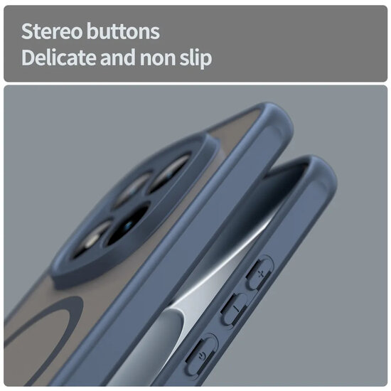 Xiaomi Redmi Note 15 Pro Plus 5G Hoesje - MobyDefend MagSafe Case Mat Transparant Met Gekleurde Rand - Blauw