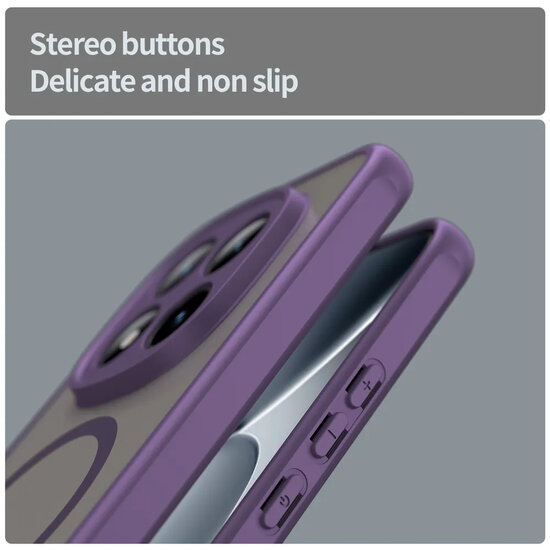 Xiaomi Redmi Note 15 Pro Plus 5G Hoesje - MobyDefend MagSafe Case Mat Transparant Met Gekleurde Rand - Paars