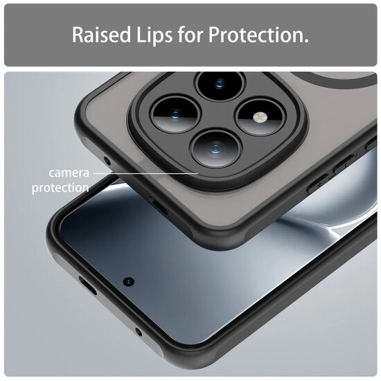 Xiaomi Redmi Note 15 Pro Plus 5G Hoesje - MobyDefend MagSafe Case Mat Transparant Met Gekleurde Rand - Zwart