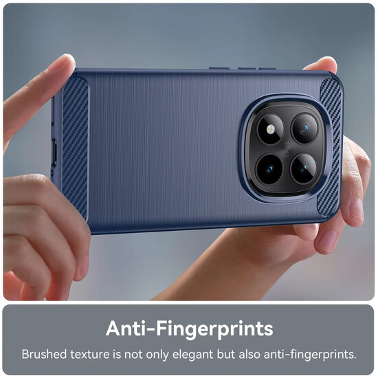 Xiaomi Redmi Note 15 Pro Plus 5G Hoesje - MobyDefend TPU Backcover - Geborstelde Metaal &amp; Carbon-Look - Blauw