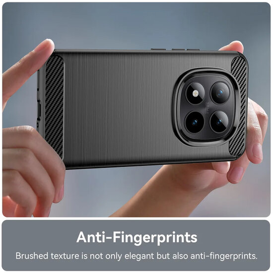 Xiaomi Redmi Note 15 Pro Plus 5G Hoesje - MobyDefend TPU Backcover - Geborstelde Metaal &amp; Carbon-Look - Zwart