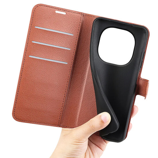 Xiaomi Redmi Note 15 4G Hoesje - MobyDefend Kunstleren Wallet Book Case (Sluiting Voorkant) - Bruin