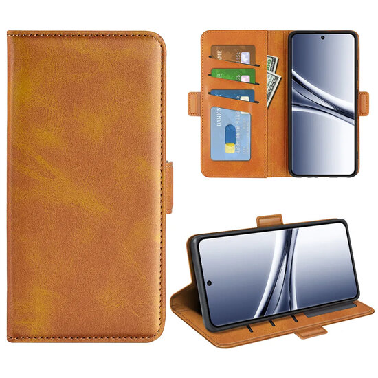 Xiaomi Redmi Note 15 5G Hoesje - MobyDefend Luxe Wallet Book Case (Sluiting Zijkant) - Lichtbruin