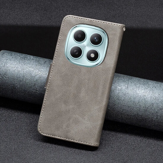 Xiaomi Redmi Note 15 Pro 4G Hoesje - MobyDefend Wallet Book Case Met Koord - Grijs