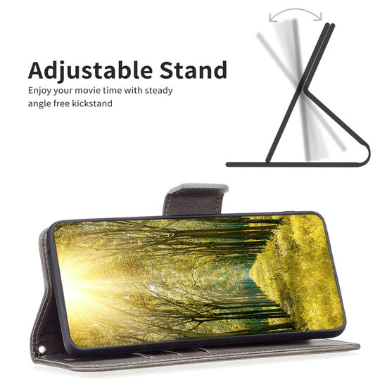 Xiaomi Redmi Note 15 Pro 4G Hoesje - MobyDefend Wallet Book Case Met Koord - Grijs