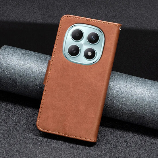 Xiaomi Redmi Note 15 Pro 5G Hoesje - MobyDefend Wallet Book Case Met Koord - Bruin