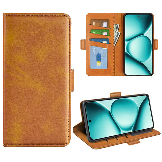 Xiaomi Redmi Note 15 Pro 5G Hoesje - MobyDefend Luxe Wallet Book Case (Sluiting Zijkant) - Lichtbruin