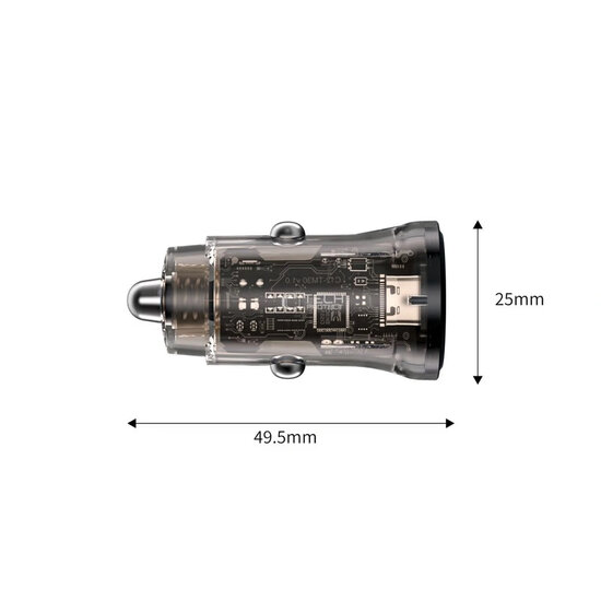 Tech-Protect Car charger - Oplader met 2 poorten, 1x USB-C en 1x USB-A - Grijs