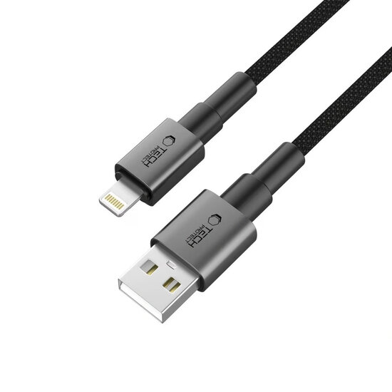 Tech-Protect Ultraboost DNA USB-A naar Lightning kabel - 0,25 Meter - Zwart-Grijs