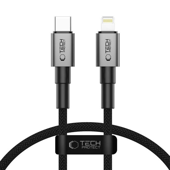 Tech-Protect Ultraboost DNA USB-C naar Lightning kabel - 1 Meter - Zwart-Grijs