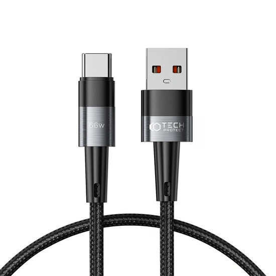 Tech-Protect Ultraboost USB-A naar USB-C kabel - 0,25 Meter - Zwart-Grijs