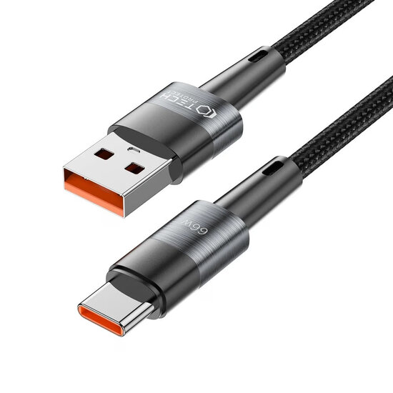 Tech-Protect Ultraboost USB-A naar USB-C kabel - 0,25 Meter - Zwart-Grijs