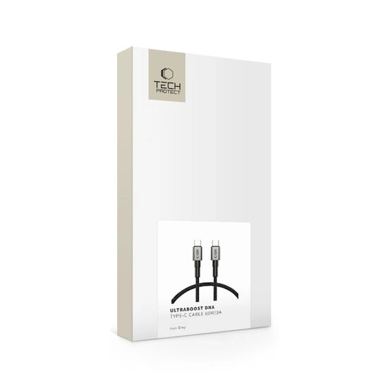 Tech-Protect Ultraboost DNA USB-C naar USB-C kabel - 0,25 Meter - Zwart-Grijs