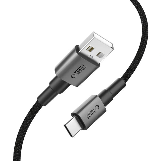 Tech-Protect Ultraboost DNA USB-A naar USB-C kabel - 2 Meter - Zwart-Grijs