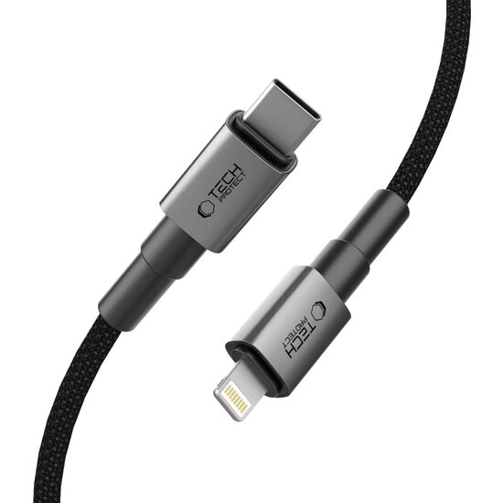 Tech-Protect Ultraboost DNA USB-C naar Lightning kabel - 2 Meter - Zwart-Grijs