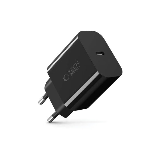 Tech-Protect Wall charger - Oplader met 1 USB-C poort - 20W - PD2.0 - Zwart