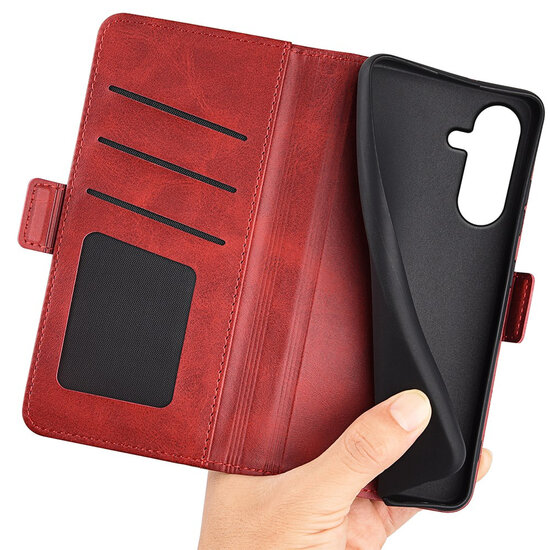 Samsung Galaxy A27 Hoesje - MobyDefend Luxe Wallet Book Case (Sluiting Zijkant) - Rood