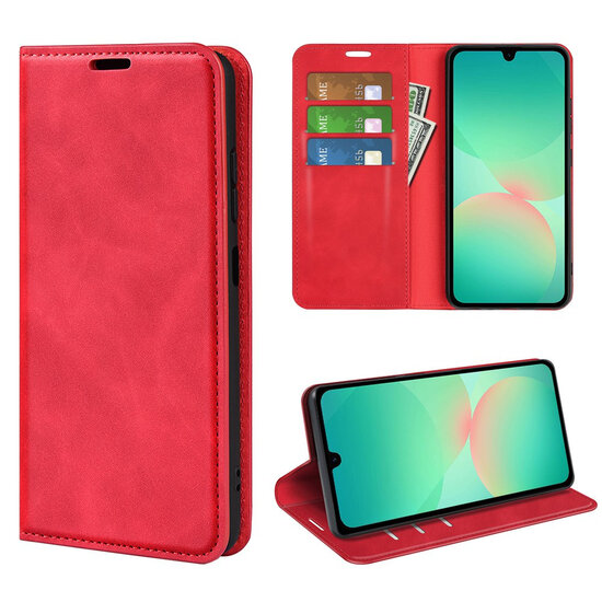 Samsung Galaxy A27 Hoesje - MobyDefend Luxe Wallet Bookcase (Magnetische Sluiting) - Rood