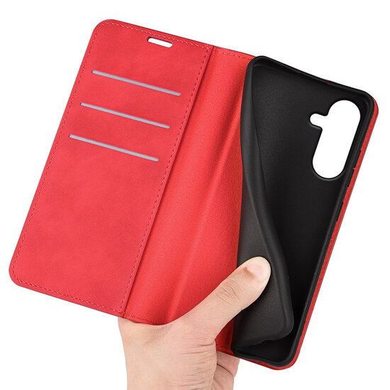 Samsung Galaxy A27 Hoesje - MobyDefend Luxe Wallet Bookcase (Magnetische Sluiting) - Rood
