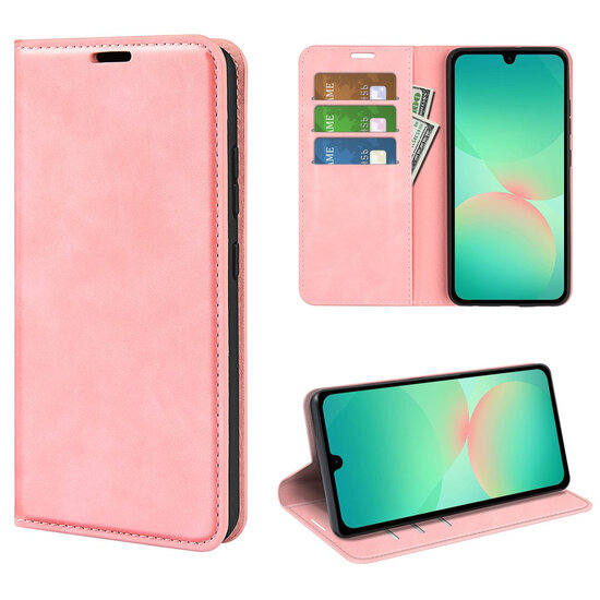 Samsung Galaxy A27 Hoesje - MobyDefend Luxe Wallet Bookcase (Magnetische Sluiting) - Roze