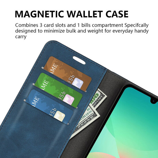 Samsung Galaxy A27 Hoesje - MobyDefend Luxe Wallet Bookcase (Magnetische Sluiting) - Blauw