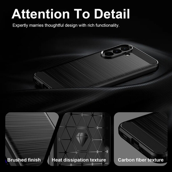 Samsung Galaxy A27 Hoesje - MobyDefend TPU Backcover - Geborstelde Metaal &amp; Carbon-Look - Blauw