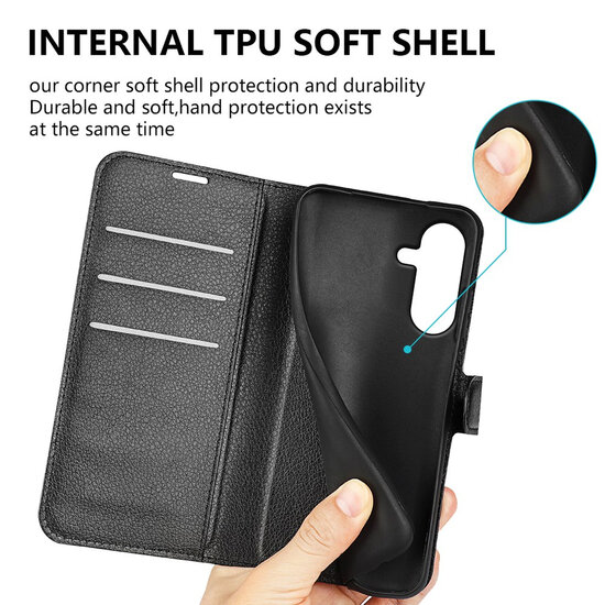 Samsung Galaxy A27 Hoesje - MobyDefend Kunstleren Wallet Book Case (Sluiting Voorkant) - Zwart
