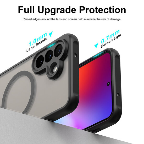 Samsung Galaxy A27 Hoesje - MobyDefend MagSafe Case Mat Transparant Met Gekleurde Rand - Paars