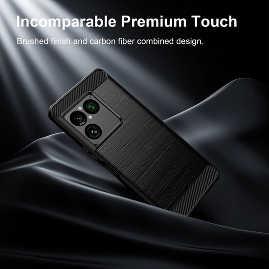 Sony Xperia 1 VIII Hoesje - MobyDefend TPU Backcover - Geborstelde Metaal &amp; Carbon-Look - Blauw