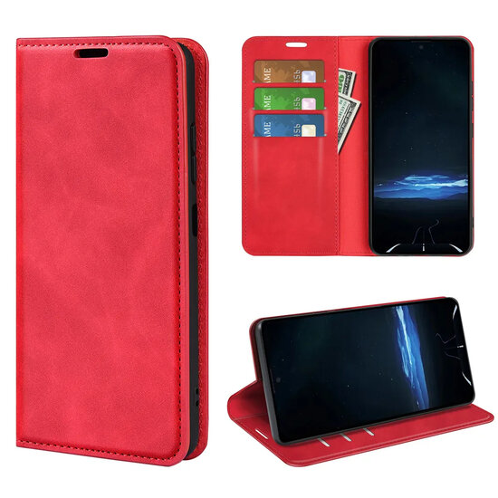 Sony Xperia 1 VIII Hoesje - MobyDefend Luxe Wallet Bookcase (Magnetische Sluiting) - Rood