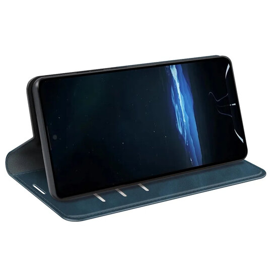 Sony Xperia 1 VIII Hoesje - MobyDefend Luxe Wallet Bookcase (Magnetische Sluiting) - Blauw